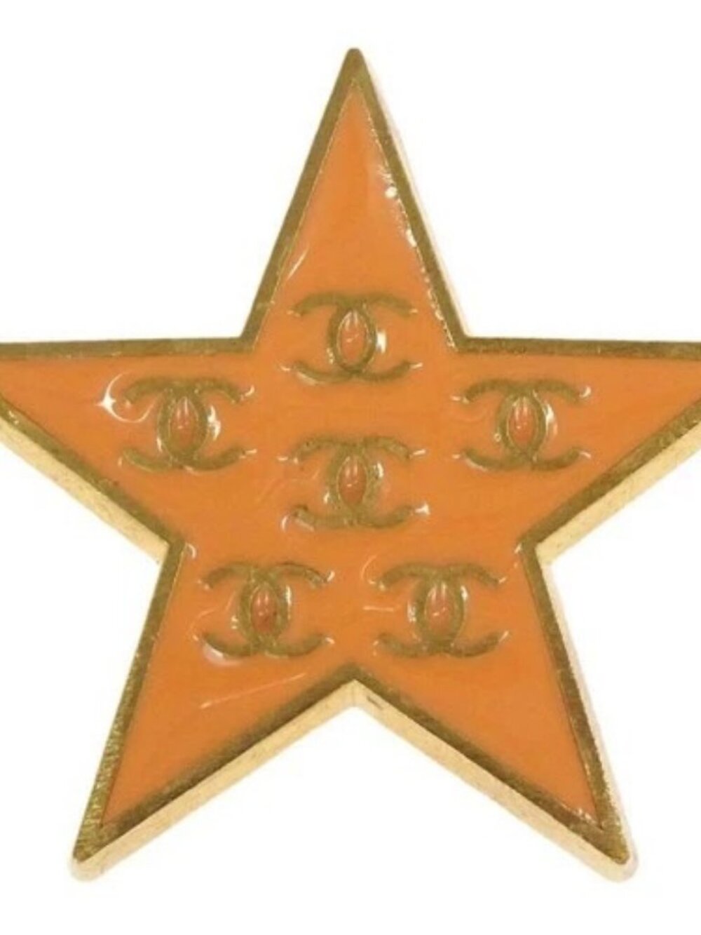 Chanel Star Brooch Pin Orange 01P 179278